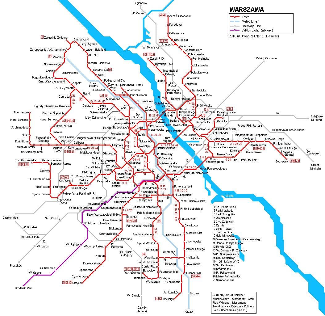 ワルシャワ路線図