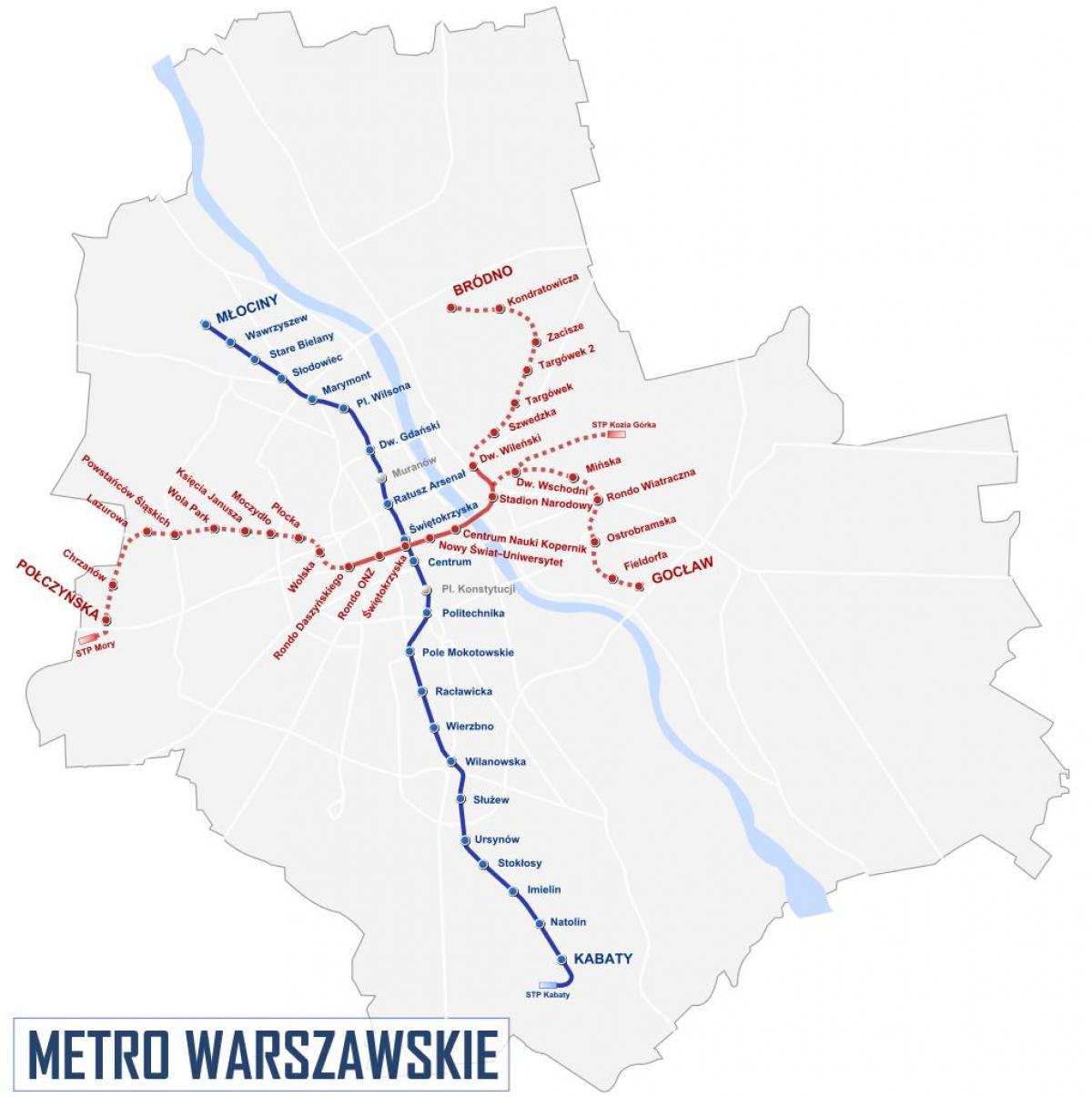 地図のワルシャワメトロ2016年