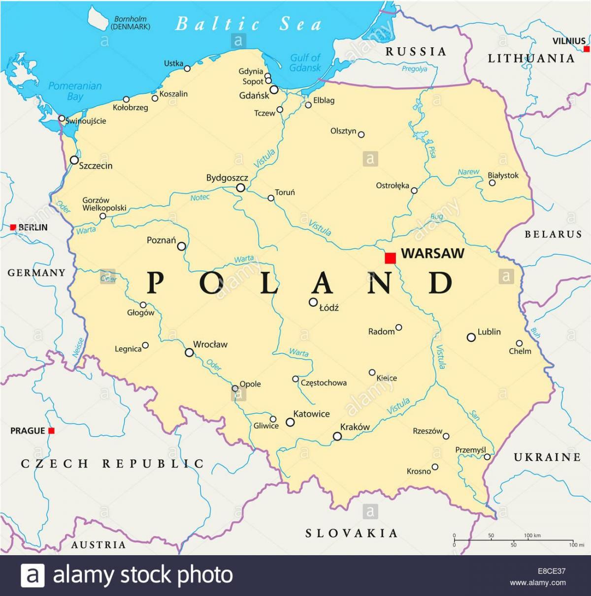 ワルシャワの場所が世界の地図