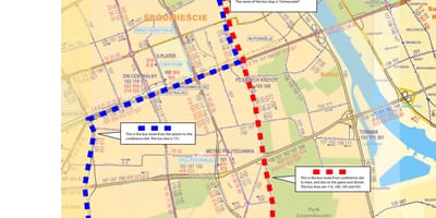 地図のワルシャワバス175号線 