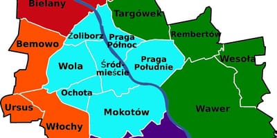 地図のワルシャワ地区 