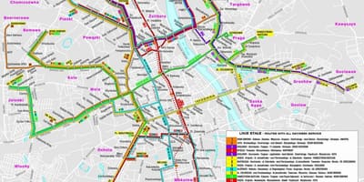 地図のワルシャワの乗継 