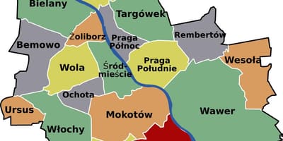 地図のワルシャワの街 